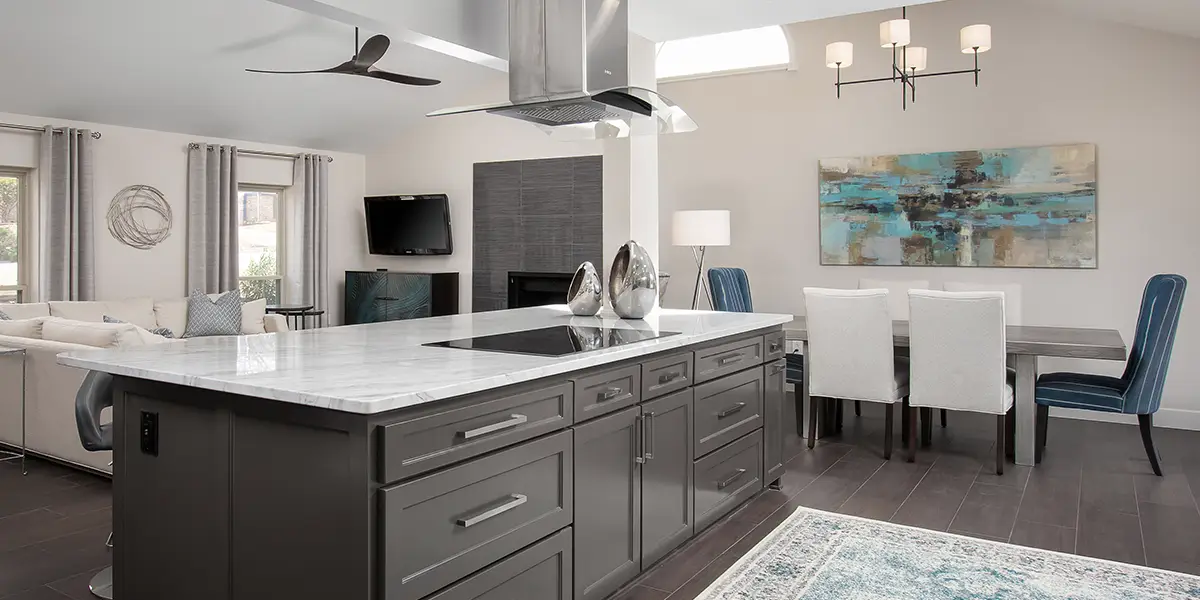 kitchen and dining spaces